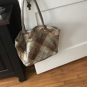 Elliott Lucca leather metallic bag 16x12